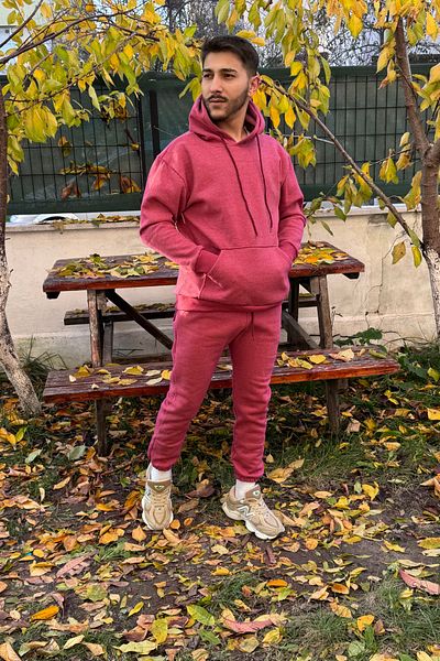 ruNadeS Men's 3 Thread Oversize Kangaroo Pocket Hooded Tracksuit Set - Casual