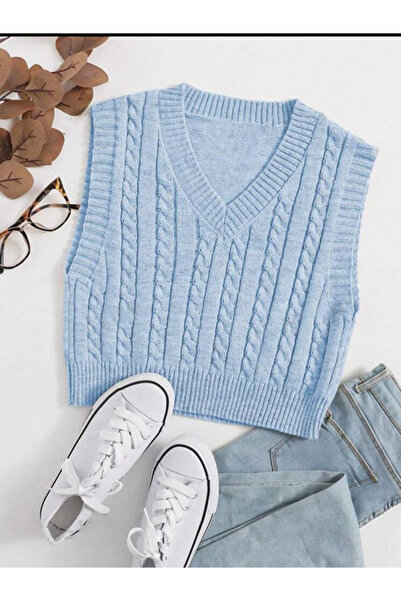 YUGA KNİTTİNG SAÇ ÖRGÜ TRİKO CROP KADIN SÜVETERİ