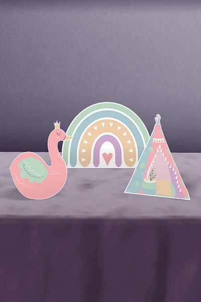 Hey Parti Στολίδι τραπεζιού για πάρτι γενεθλίων Boho Baby Girl με θέμα το ουράνιο τόξο