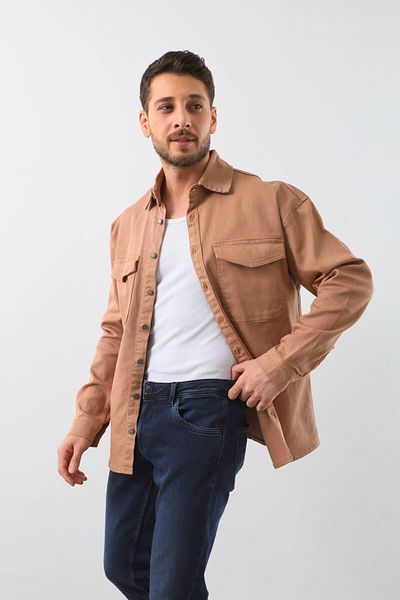 BANNY JEANS Ανδρικό πουκάμισο Oversize Jean Μπεζ