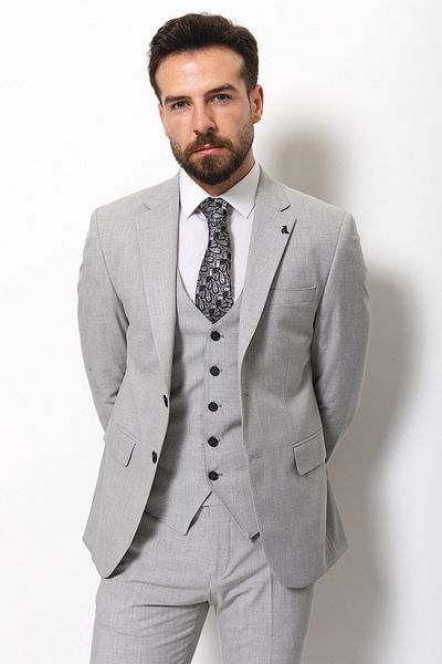 Mcr Duz Slim Fit Classic Men's Suit Light Gray - 40772.21Y