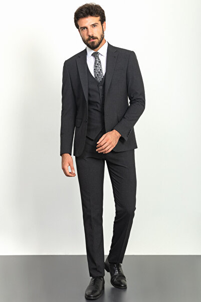 Mcr Duz Slim Fit Klasik Erkek Takım Elbise Antrasit - 40772.21Y