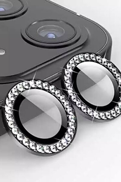 POWELL İphone 11/12/12mini Taşlı 2adet Siyah Renkli Taşlı Kamera Lens Ve Camı...