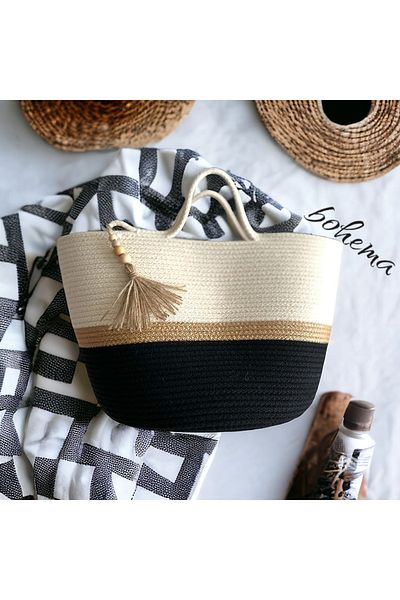 Bohemahomedecor Σχέδιο Ψάθινη τσάντα ψάθινη τσάντα ώμου Τσάντα παραλίας καθημερινή τσάντα