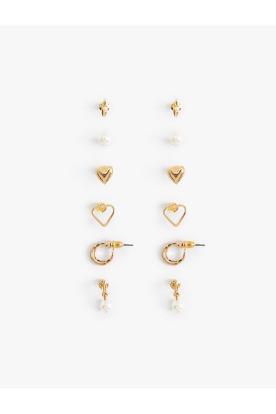 Koton Ball Earrings Kit 6 Pcs Heart Steel Mixed