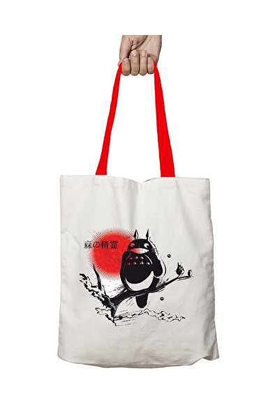 ART HEDİYE My Neighbor Totoro Studio Ghibli Washable Shoulder Bag with Red Ha...