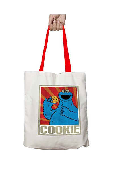 ART HEDİYE حقيبة كتف قابلة للغسل على شكل وحش كوكي بمقبض أحمر