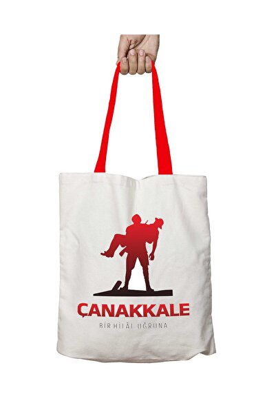 ART HEDİYE حقيبة كتف قابلة للغسل بمقبض أحمر على شكل هلال