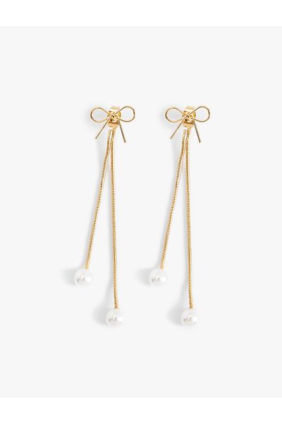 Koton Pearl Detailed Steel Mixed Bow Earrings