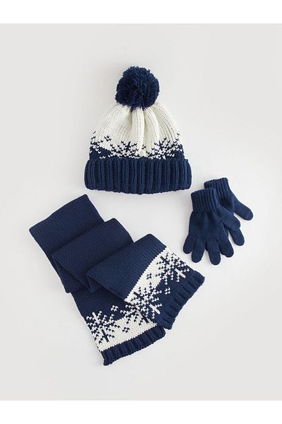 LC Waikiki Lcwk Patterned Baby Boy Scarf Beanie Gloves Set
