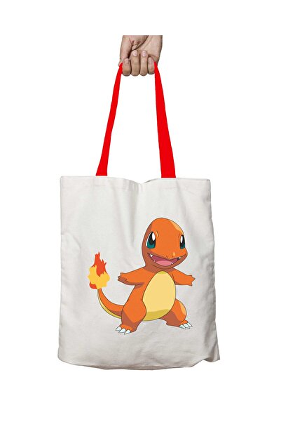 ART HEDİYE حقيبة كتف بوكيمون تشارماندر قابلة للغسل بمقبض أحمر