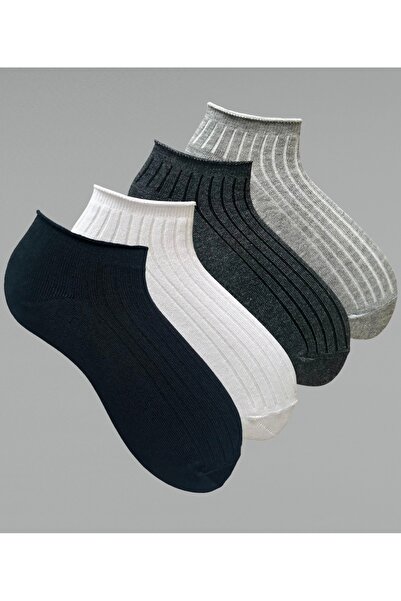 Çorabistaan 4 Çift Çok Renkli Derbili Unisex Kadın Erkek Sıkmayan Rahat Lasti...