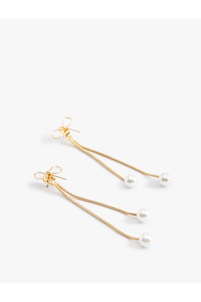 Koton Pearl Detailed Steel Mixed Bow Earrings