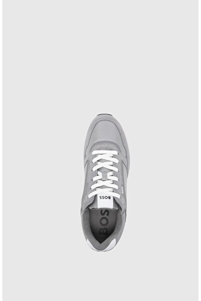 BOSS Erkek Süet Kumaş Rahat Taban Marka Logolu Bağcıklı Gri Sneaker 50523221-033