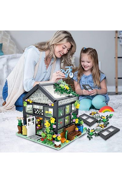 Yelajoy Building Block Set, Flower House, Contains 579 Building Blocks, With LED Lights, Realistic Details