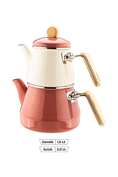 Bambum Lumino Bamboo Handled Enamel Teapot Set