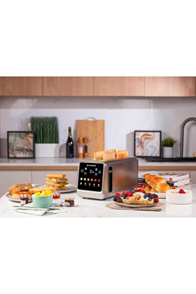 Nutricook 4 Dilimli Akıllı Ekmek Kızartma Makinesi,Dokunmatik Ekranlı Paslanmaz Çelik