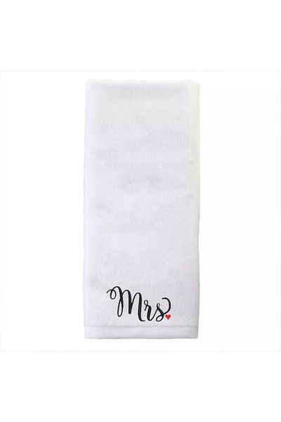 Ursa Mr & Mrs White Wedding-Engagement-Promise Towel with Heart Embroidered 2 Pcs 50X90