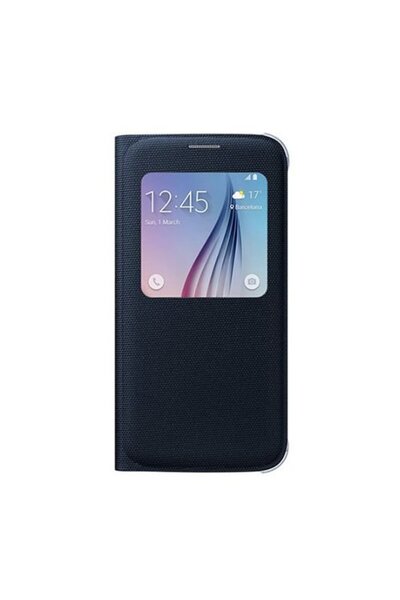 Samsung Galaxy S6 Ile Uyumlu S View Cover (TEKSTİL) Siyah Ef-cg920bbegww
