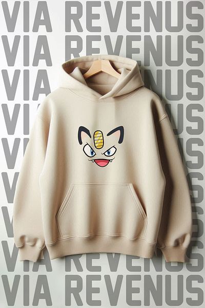 Vordevia Φούτερ με κουκούλα με κουκούλα με στάμπα Meow Pokemon με 3 νήματα