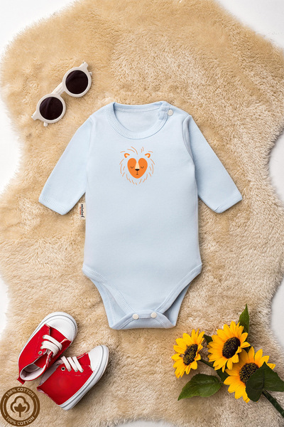 miniel organic Unisex %100 Organik Pamuklu Hayvan Figürlü 3-6-9-12 Ay 6Lı Uzun Kollu Bebek Body Zıbın