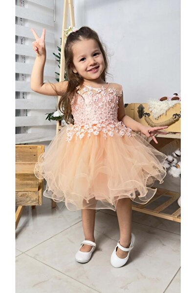 Mnk Baby&Kids İncili Kız Çocuk Daisy Elbise MNK0585 SOMON