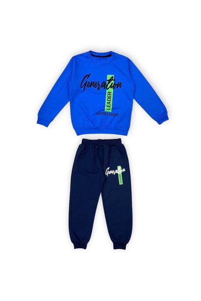 Mnk Baby&Kids İkiiplik Unisex Çocuk Eşofman Takım MNK0553 SAKS MAVİ - LACİVERT