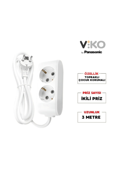 VİKO Viko | Ikili Grup Priz, Topraklı - Çocuk Korumalı Çoğaltıcı Priz, 2'li, ...
