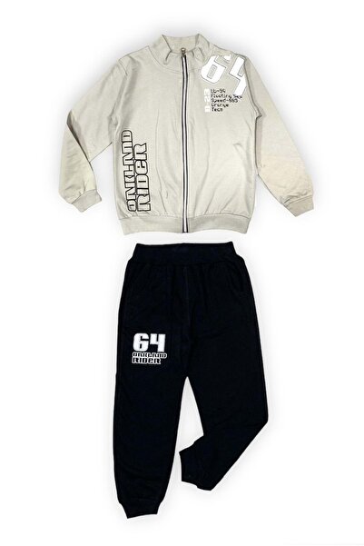 Mnk Baby&Kids Set de trening pentru copii cu fermoar, două fire MNK0554 BEIGE