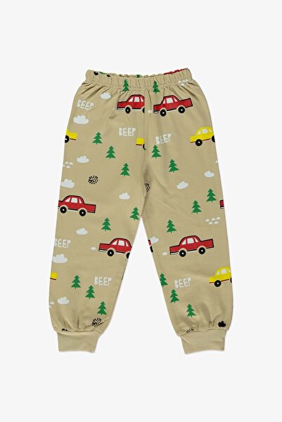 Mnk Baby&Kids Férfi kétszálas nyomott pizsama szett - MNK0603 KRÉM