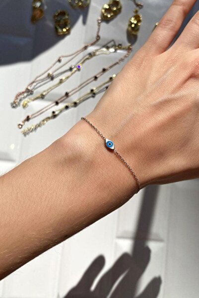 Spossy Silver Jewelry 925 Ayar Gümüş, Silver, Minimal Göz Bileklik