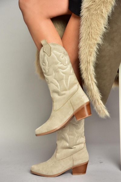 Fox Shoes Τ 820088702   Skin Suede Cowboy Model Γυναικείες Μπότες