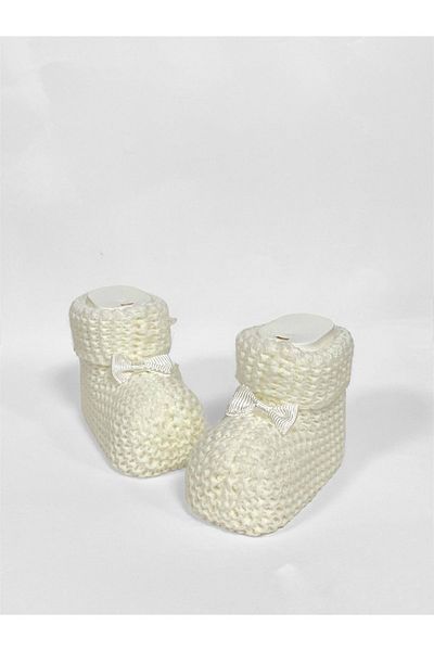 Mnk Baby&Kids Ekru Knitwear Baby Booties - Model Mnk0598