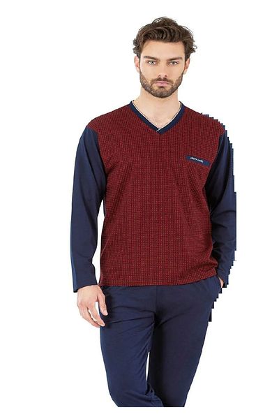 Pierre Cardin Ανδρικό μακρυμάνικο ζακάρ σετ πιτζάμες 6058