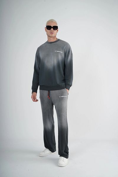 Butik Trend Biz Crew Neck εμπριμέ που πλένεται υπερμεγέθη φόρμα κάτω επάνω σετ