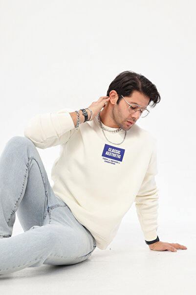 The Champ Clothing Велосипедний комір Polar Classic Atlethic з принтом, білий оверсайз-светр