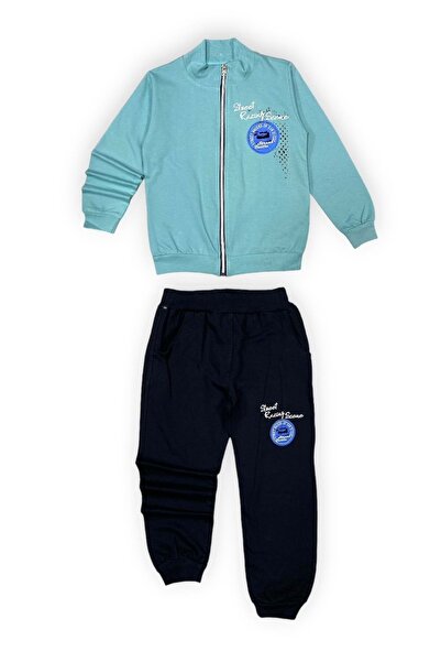 Mnk Baby&Kids طقم بدلة رياضية للأطفال بسحاب وخيطين MNK0554 MINT GREEN