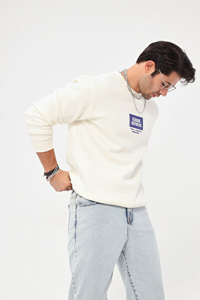 The Champ Clothing Велосипедний комір Polar Classic Atlethic з принтом, білий оверсайз-светр