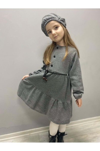 Mnk Baby&Kids Σταμπωτό Υφασμάτινο Καπέλο Κοριτσίστικο Φόρεμα MNK0559 ΓΚΡΙ