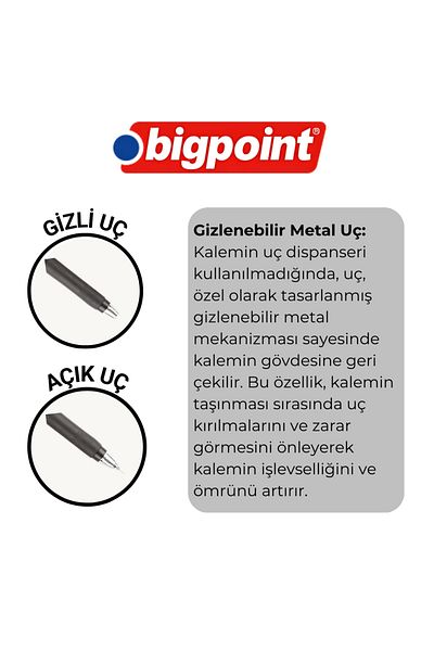 Bigpoint Grip Versatil - قلم ذو طرف ميكانيكي 0.7 مم مع طرف معدني قابل للإخفاء وجسم ناعم