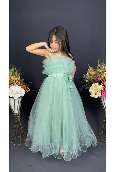 Mnk Baby&Kids Rochie de seară Robası cu etaje verde Rochie pentru fetiță - MNK0475