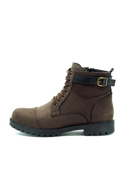 İriadam Ef703 Brown Cowhide Nubuck Handcrafted Comfortable Wide Fit Special Series Men's Boots