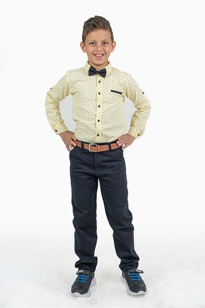 Mnk Baby&Kids Printed Oxford Boy Shirt Suit Mnk0322a Yellow