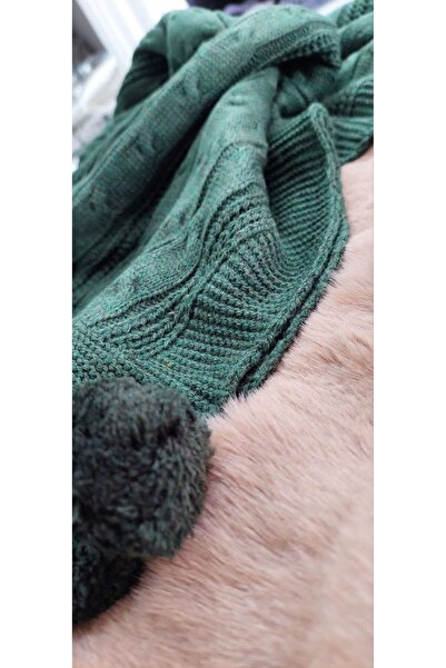 BALADI HOME Copy - Pompom Knitwear Tv-Knee Blanket 130 X 170 cm You Can Use for Shawl and Sofa