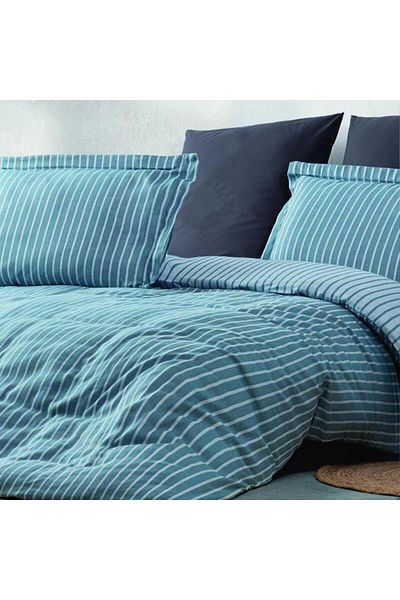 MAXSTYLE Set cuvertură de pilota dublă cu dungi din satin