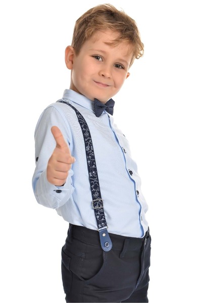 Mnk Oxford Gömlek Uzun Pantolon Erkek Çocuk Takımı MNK0302 MAVİ