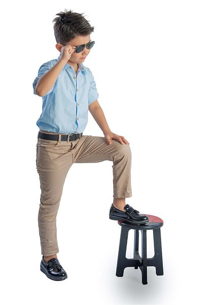 Mnk Baby&Kids Cămașă Elegantă Pantaloni Gabardină Set Băiat Mnk0422 Albastru - Bej