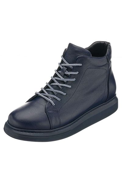 İriadam Navy Blue Comfortable Wide Fit Men's Boots - 45-50 Mhg201 Calf Leather Large Size