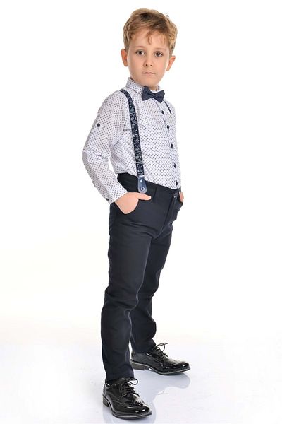 Mnk Colorful Trousers Shirt Boy's Suit Navy Blue