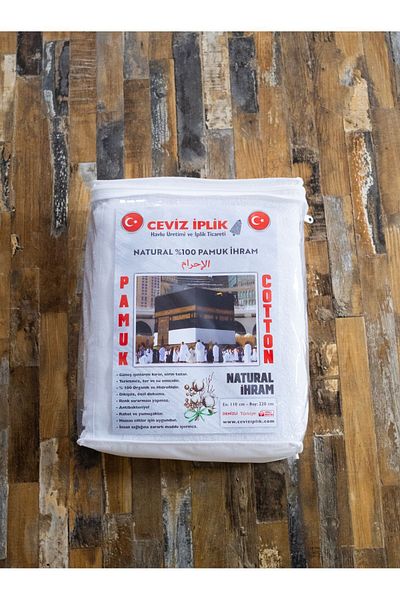 Ceviz İplik 100% Cotton Soft with Islam Bag - for Hajj and Umrah Worship, Size 110X220 1250 Gr.